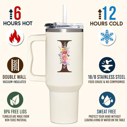 Personalized Monogrammed 40oz Tumbler for Women - Custom Gift I