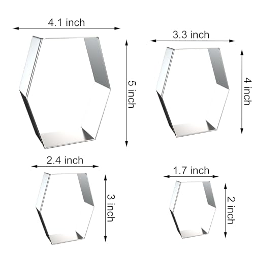 Hexagon Long Cookie Cutters Set with Assorted Sizes - Stainless Steel, 4 Pieces - Geometric Baking Molds - Variation of THIS listing