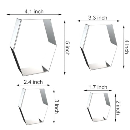 Hexagon Long Cookie Cutters Set with Assorted Sizes - Stainless Steel, 4 Pieces - Geometric Baking Molds - Variation of THIS listing
