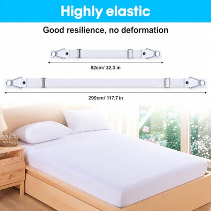 Adjustable Bed Sheet Clips Set of 4 - Secure Flat & Fitted Sheets