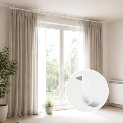 Ceiling Mount Curtain Rod Brackets 3 Pack for 5/8 to 1 Inch Rods - White