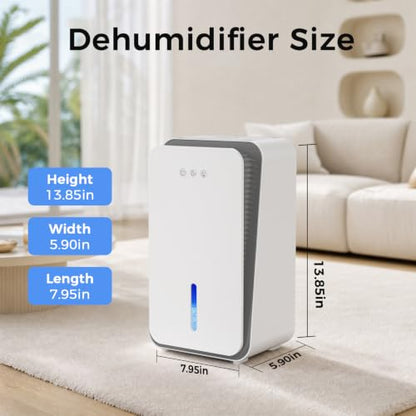 White 1000 sq ft Dehumidifier for Home & Basement with Aromatherapy, Auto Shut Off & 7 LED Colors