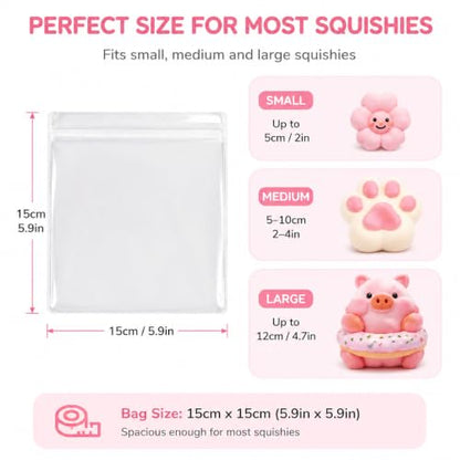20-Pack Clear Reusable Squishy Storage Bags for Collecting & Trading