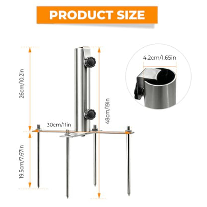 Heavy Duty Outdoor Umbrella Base Holder for 1.1-1.5in Poles, Steel Sand & Grass Anchor