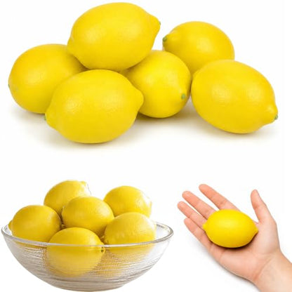 Artificial Lemons Set of 7 - Lifelike Fake Citrus for Home Decor, Yellow