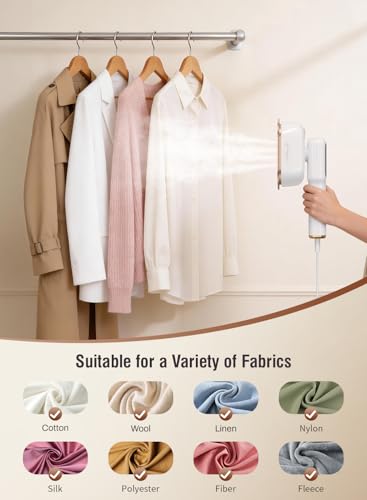Light White 2026 Travel 2-in-1 Garment Steamer & Iron, 1200W, LED Display