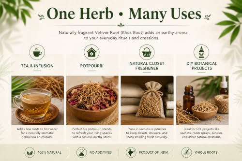 Organic Vetiver Root for Potpourri & Natural Fragrance - 4 oz