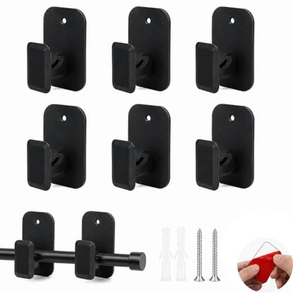 No Drill Self-Adhesive Curtain Rod Brackets - Pack of 8, Black