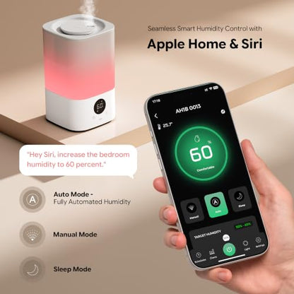 Smart Humidifier 3.2L HomeKit Compatible Top-Fill Cool Mist White