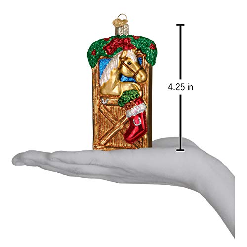 Glass Blown Horse Ornament for Christmas Tree - Stall Scene, Hand-Painted