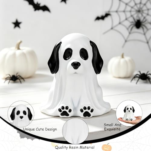 Mini Halloween Ghost Dog Figurines - Cute Resin Decor for Halloween and Shelf Display Variation of Halloween Decorations - Mini Cute Resin Ghost Dog for Halloween Decor