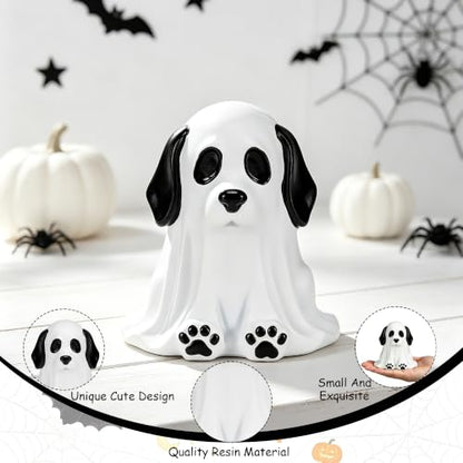 Mini Halloween Ghost Dog Figurines - Cute Resin Decor for Halloween and Shelf Display Variation of Halloween Decorations - Mini Cute Resin Ghost Dog for Halloween Decor