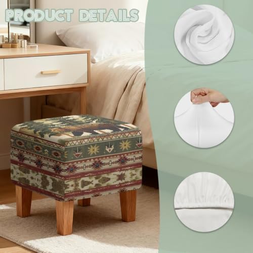 Tribal Mountain Bear Wingback Chair Slipcover with Ottoman Set - Protective Furniture Cover