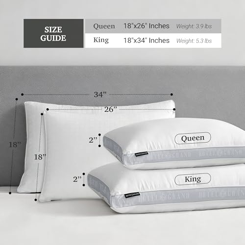 Hotel Grand King Size Medium Soft Bed Pillow Set of 2 - Luxury Hotel Comfort