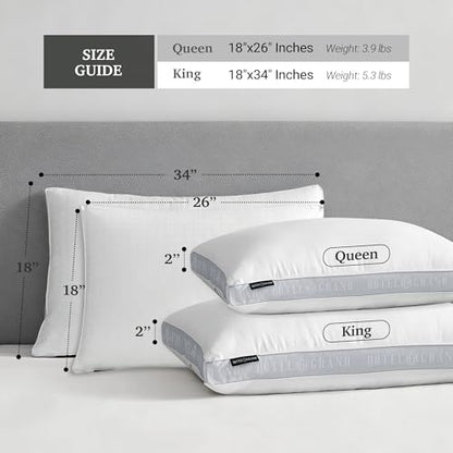 Hotel Grand King Size Medium Soft Bed Pillow Set of 2 - Luxury Hotel Comfort