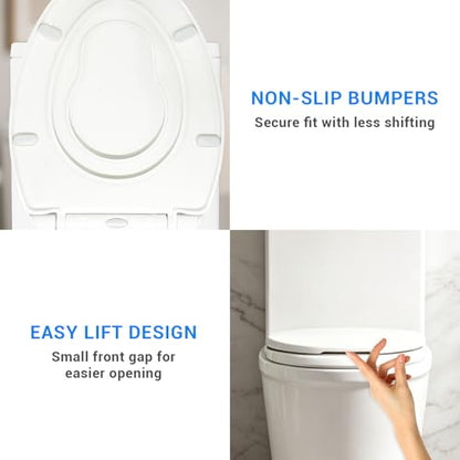 Elongated Toilet Seat with Built-In Toddler Seat, Soft Close, 18.5 Inch - Variation of THIS listing
