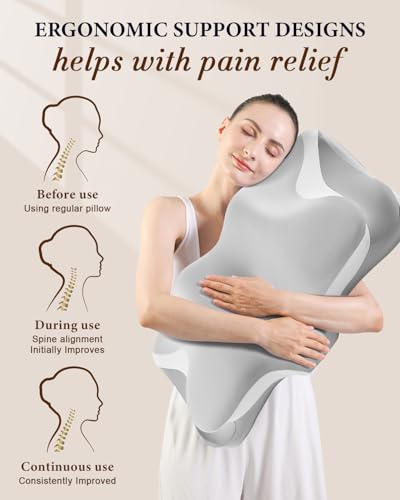 Ergonomic Cervical Pillow for Neck Pain Relief - Memory Foam Contour Support