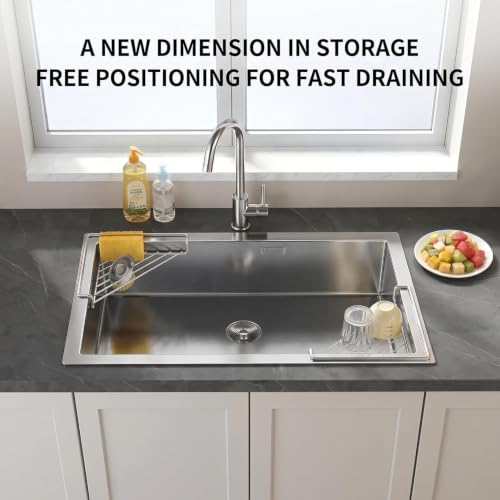 2PCS Stainless Steel Corner Sink Rack - Triangle Dish Drying Organizer for Kitchen Counter
