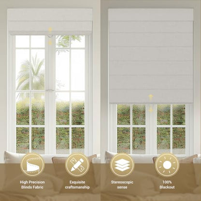 Custom Size Roman Shades Beige Window Blinds Cordless Fabric Curtains