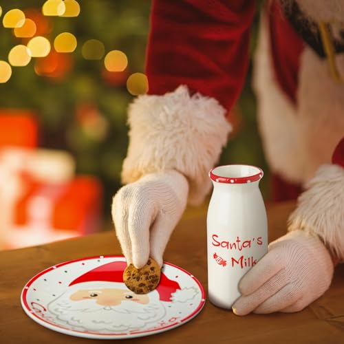 Christmas Cookies Plate Milk Jar Bowl Set with Claus Variation