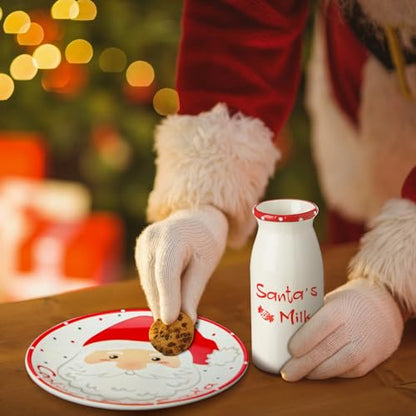 Christmas Cookies Plate Milk Jar Bowl Set with Claus Variation