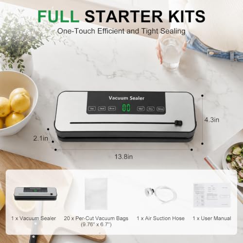 Automatic Food Vacuum Sealer Machine with Bag Cutter - Compact & 6 Modes