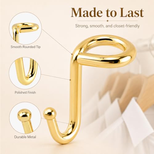 Gold 36 Pack Metal Clothes Hanger Connector Hooks Space Saver Closet Organizer