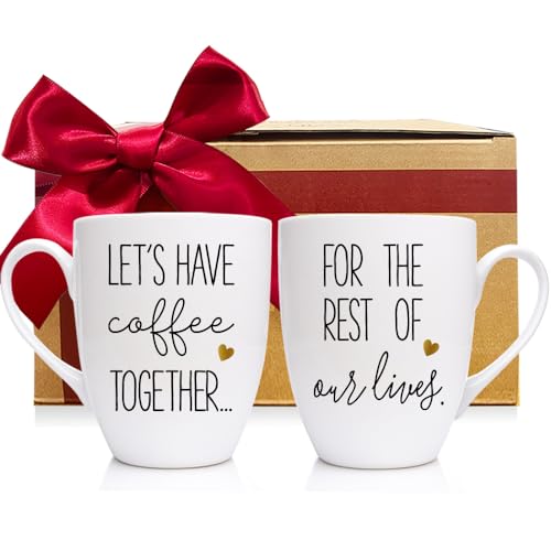 Coffee Mug Set for Couples - Wedding Engagement Bridal Shower Gift