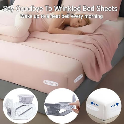 Heavy Duty Bed Sheet Holders for Corners - 4 Pack Fitted Sheet Clips with Locking Sliders