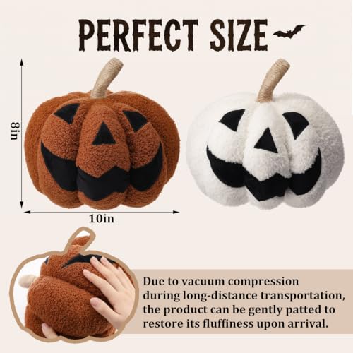 2pcs Fall Halloween 3D Pumpkin Throw Pillows - Sherpa Plush Decor Set
