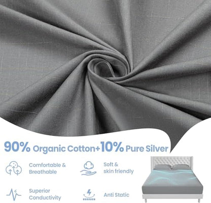 Grounding Sheets Grey Queen Size Cotton Silver Bed Sheet for Earthing