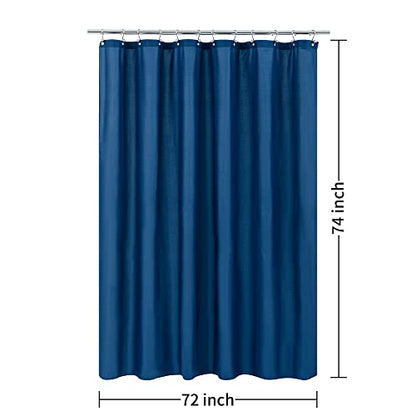 ALYVIA SPRING Long Fabric Shower Curtain Liner Waterproof - 72" x 74", Soft & Lightweight Longer Shower Curtain with 3 Magnets, Machine Washable - 72x74, Navy