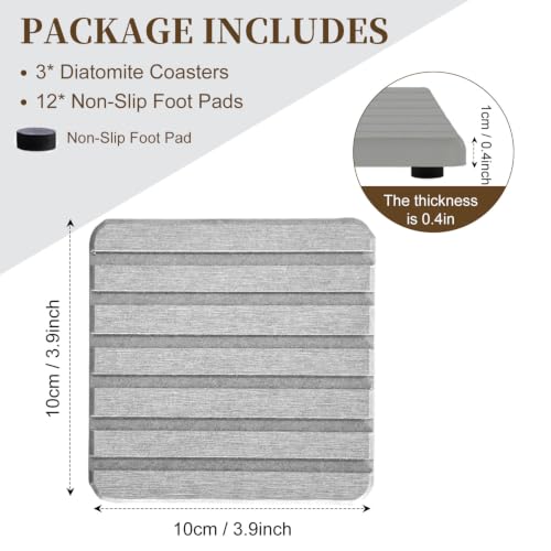 Gray Diatomite Sink Tray Set - Water Absorbing Coasters & Soap Holder