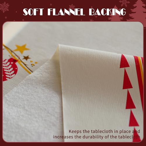 Christmas Rectangular Waterproof Tablecloth with Merry Ribbon Pattern - 54 x 78 Inches