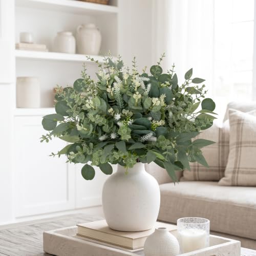 135 Pcs Artificial Eucalyptus Stems for Decor - Mixed Greenery, Flexible & Realistic