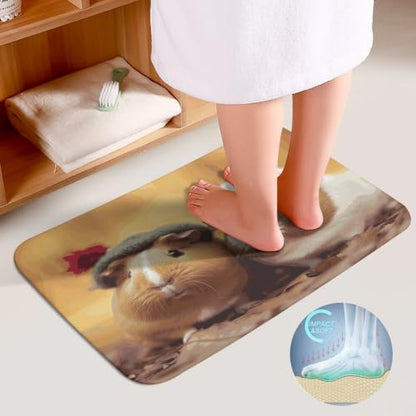 Cute Guinea Pigs Bathroom Rugs Set 3-Piece Floor Mat and Toilet Cover