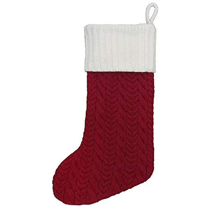 Personalized 21 Inch Cable Knit Christmas Stocking with Embroidered Initial