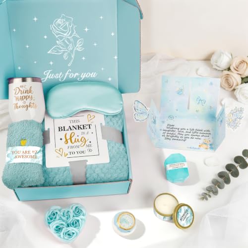 Blue Self Care Gift Basket for Women - Relaxation & Get Well Soon