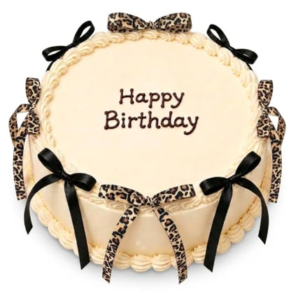20 Pcs Black Satin and Leopard Print Ribbon Cake Toppers - Party Decor