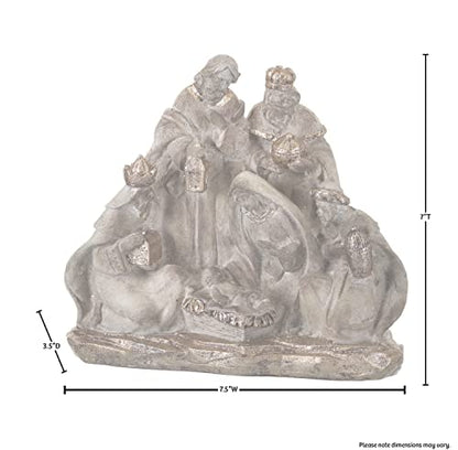 Nativity Scene Decor - Glitter Aged Resin 9-Inch Natural Gold