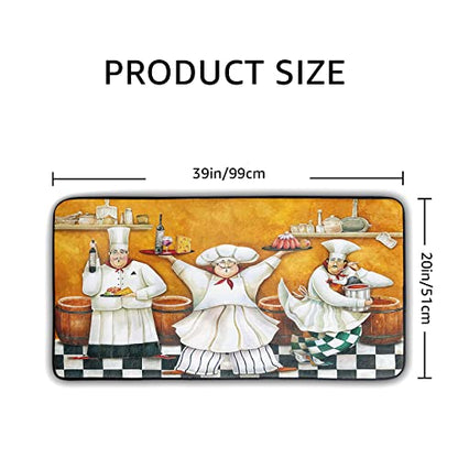 Non-Slip Kitchen Rugs and Mats - Washable Fat Chef Decor 39x20 Inches