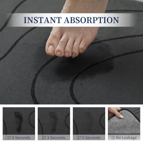 YIHOUSE 5-Piece Bathroom Rug Set - Memory Foam Bath Mats Dark Grey 1'8" x 3'10"