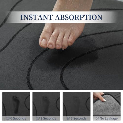 YIHOUSE 5-Piece Bathroom Rug Set - Memory Foam Bath Mats Dark Grey 1'8" x 3'10"