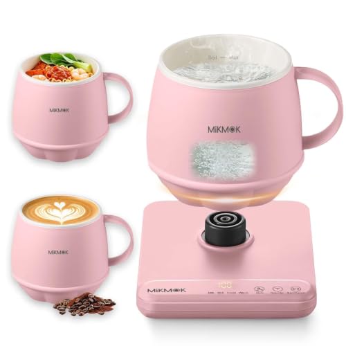 Pink 400ML Electric Mug Warmer with 4-in-1 Beverage Heating and Cooking Modes