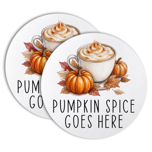 Funny Fall Drink Coasters Set of 2 - Pumpkin Spice Humor Table Decor