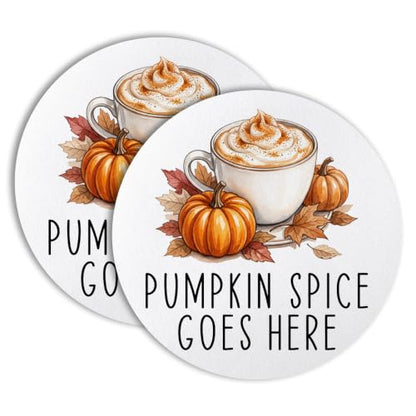 Funny Fall Drink Coasters Set of 2 - Pumpkin Spice Humor Table Decor