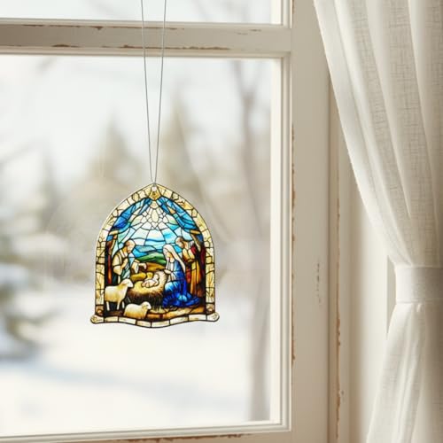 Jesus Nativity Ornaments Holy Family Window Hanging - Christmas Decorations