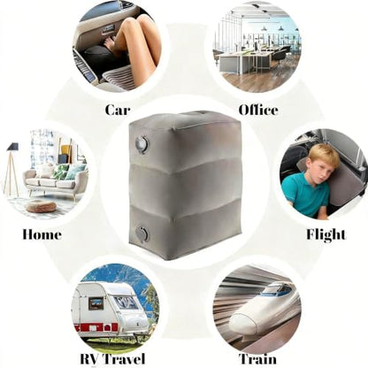 Inflatable Travel Foot Rest Pillow for Leg Support & Fatigue Relief