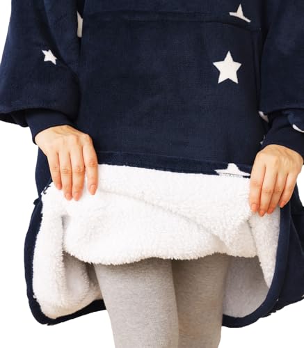 CozyLeep Sherpa Oversized Hooded Wearable Blanket Hoodie for Women Men - Star