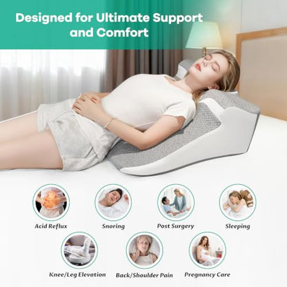 Gray Snoring Pillow with Memory Foam Support for Sleep Apnea & Side Sleepers